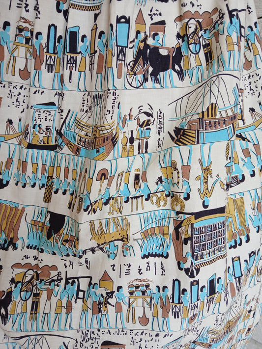 1950s Egyptian Print Skirt