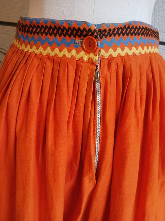 1950s Orange Rickrack Print Skirt