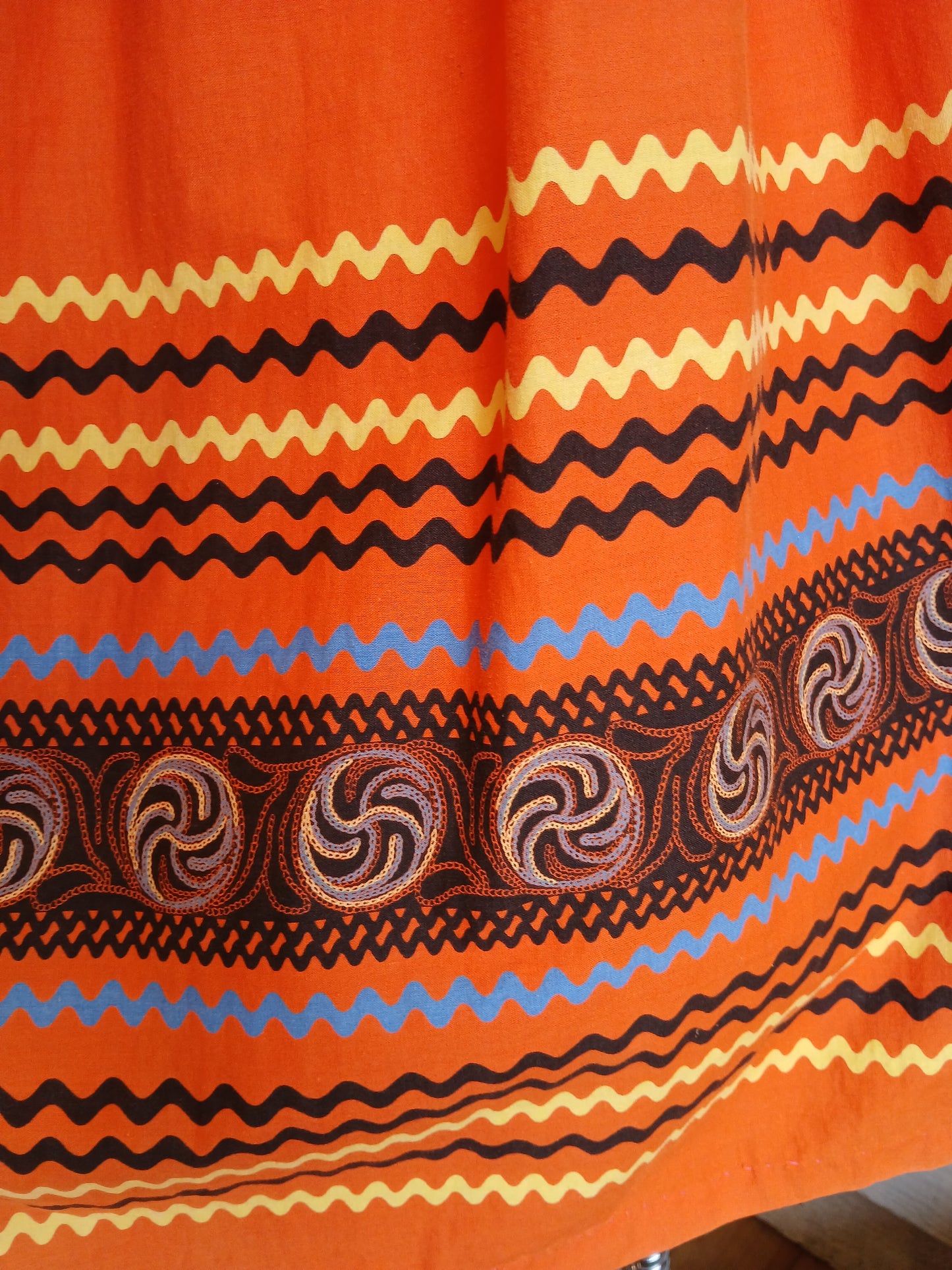 1950s Orange Rickrack Print Skirt