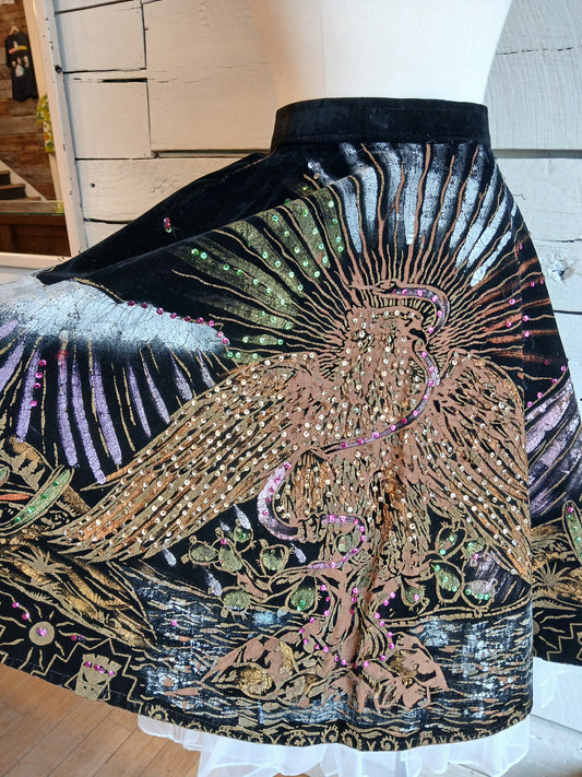 1950s Hand-painted Eagle vs Snake Skirt