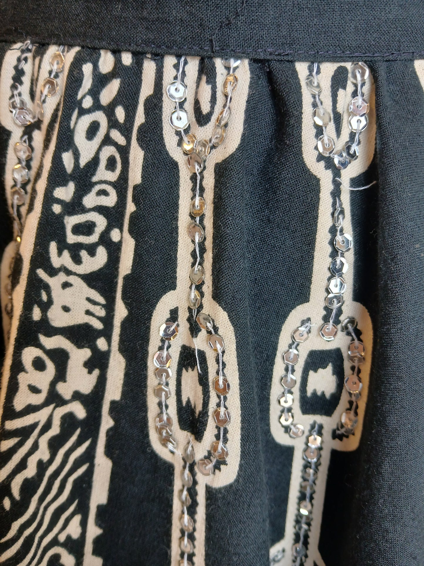 1950s Black and White Sequined Skirt