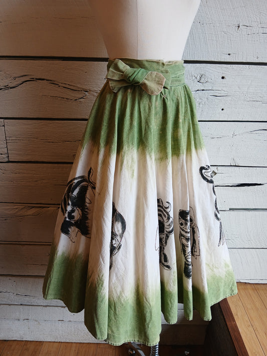 1950s Mexican Circle Skirt Two-Piece Set
