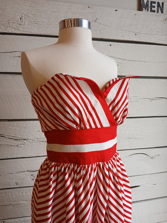 1980s Striped Victor Costa Beach Dress