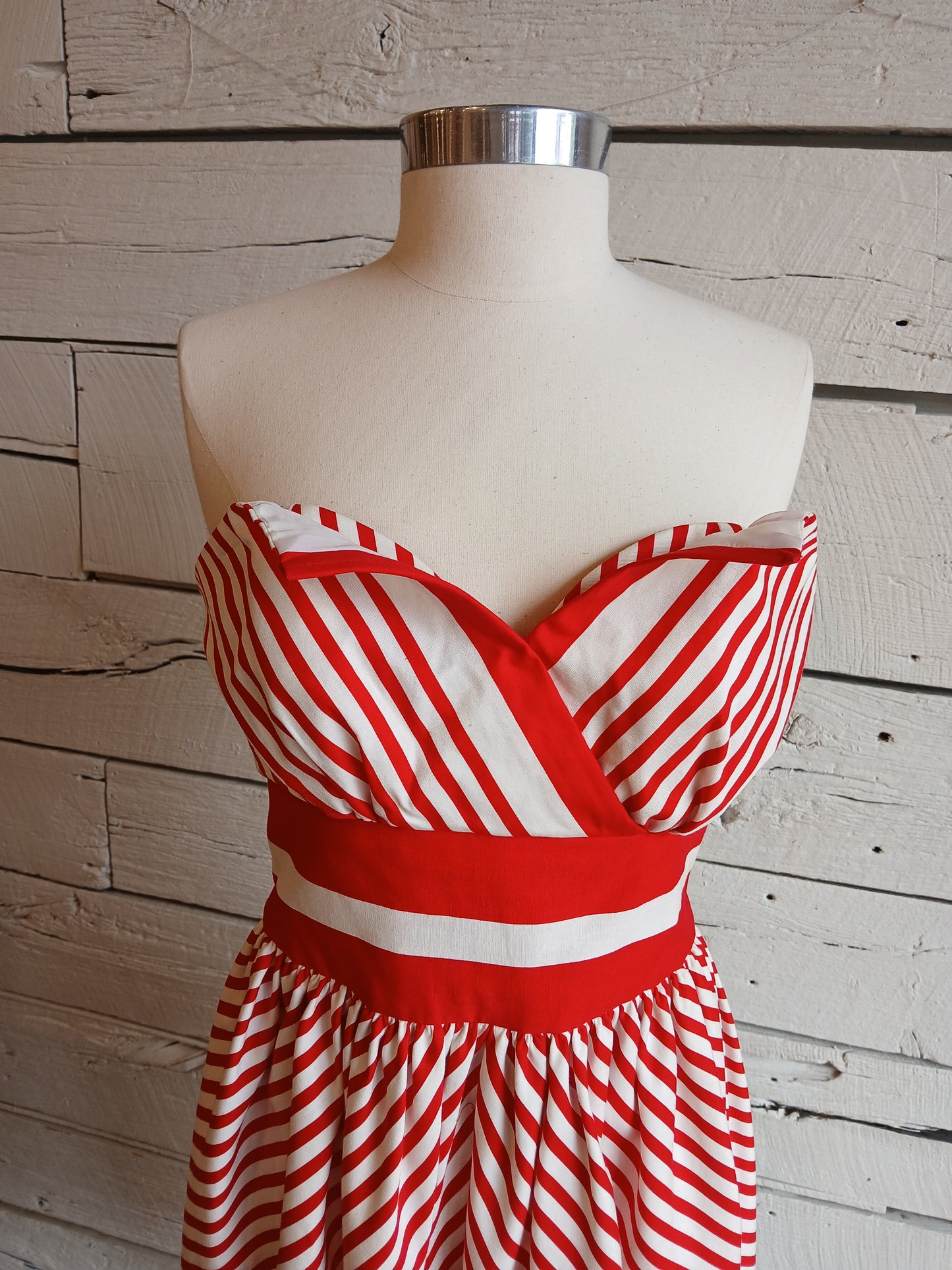1980s Striped Victor Costa Beach Dress