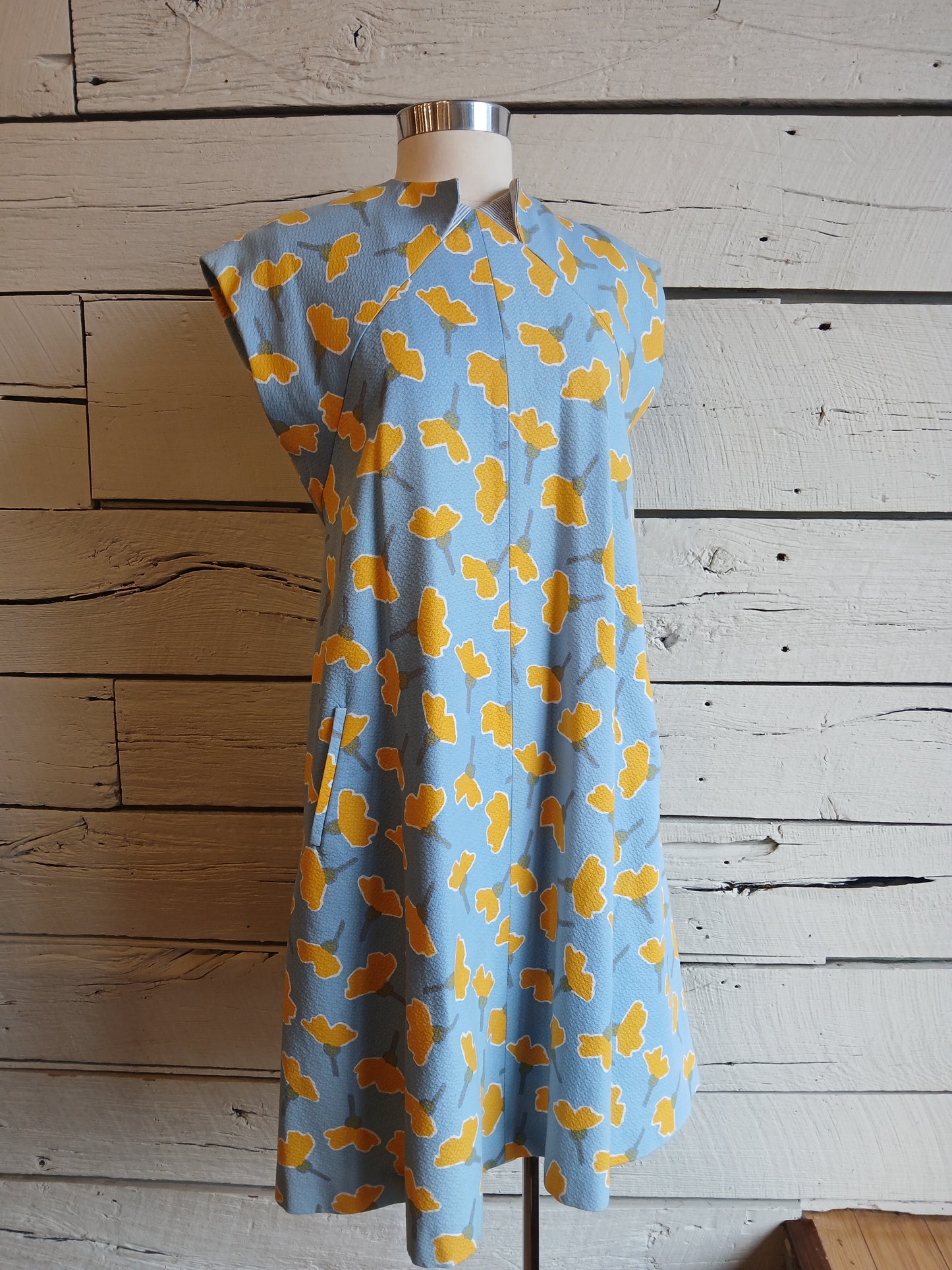 1980s Floral Geoffrey Beene Trapeze Dress