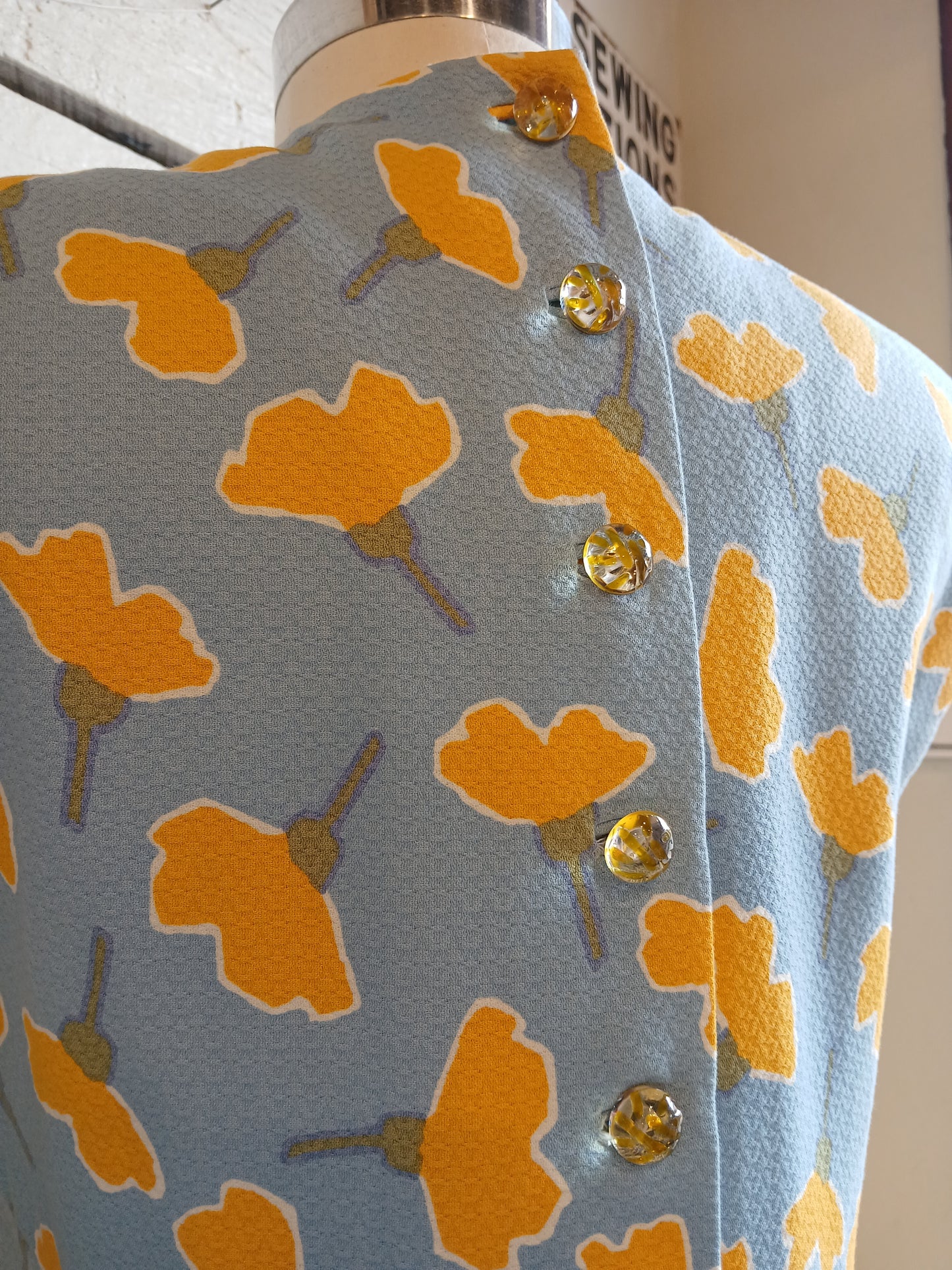 1980s Floral Geoffrey Beene Trapeze Dress