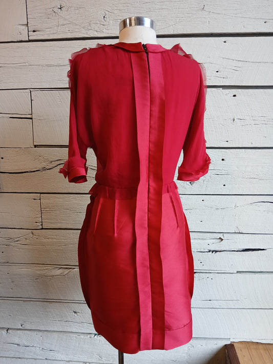 2015 Red Silk Accent Lanvin Cocktail Dress
