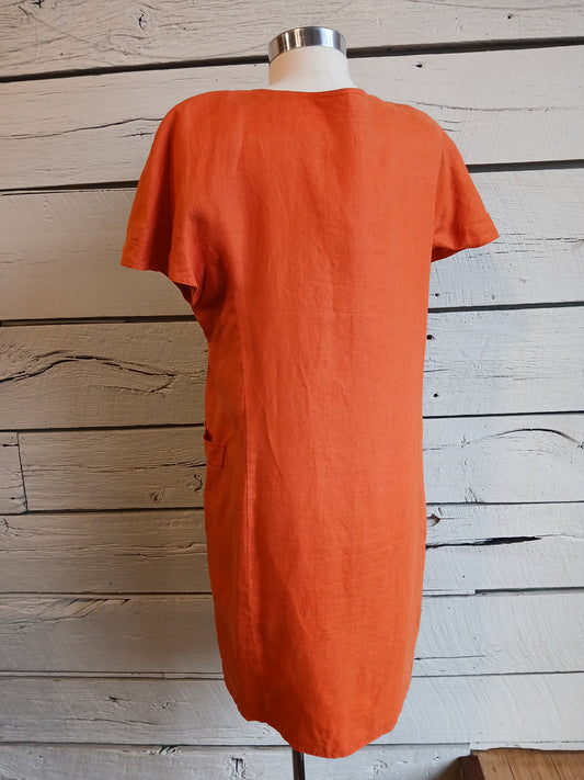 1980s Orange Linen Gucci Dress