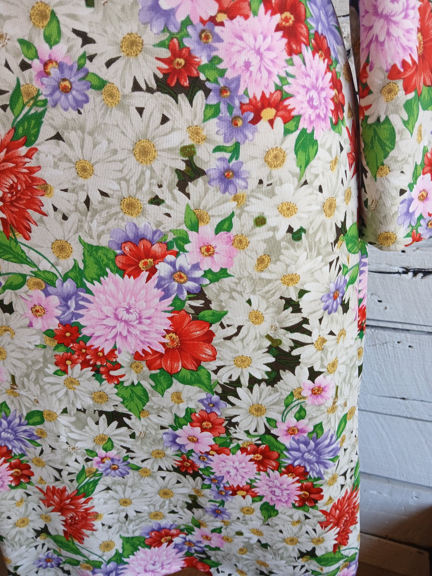 1970s Goldworm Floral Knit Dress with matching scarf