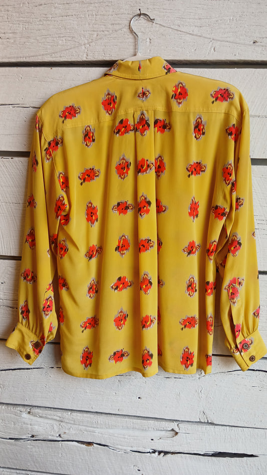 1990s Yellow Floral Escada Blouse
