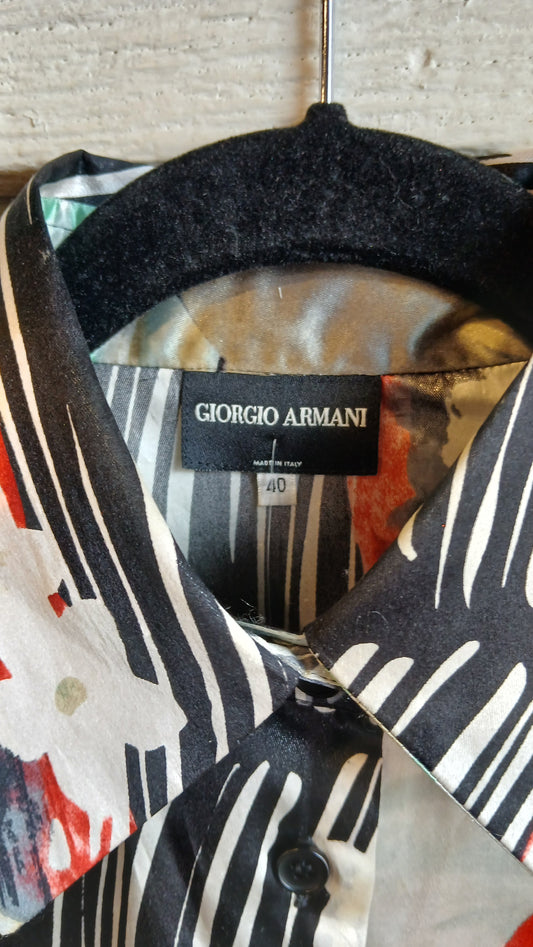 1990s Abstract Floral Armani Blouse