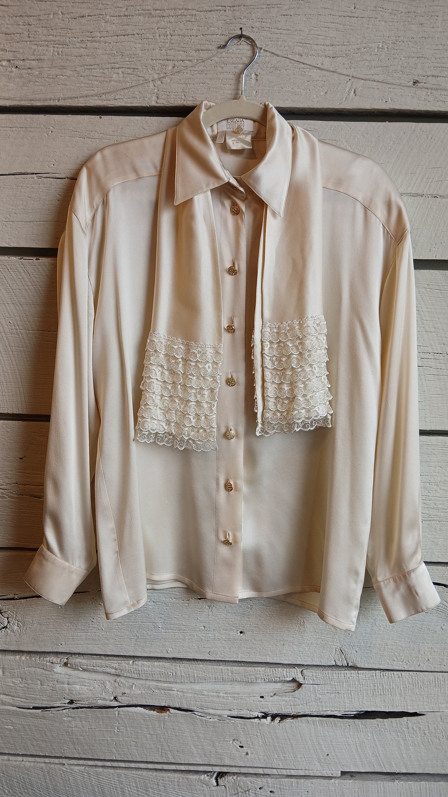 1990s Escada Couture Ruffle Scarf Blouse