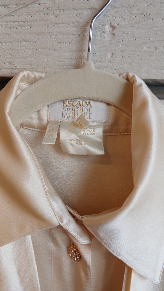 1990s Escada Couture Ruffle Scarf Blouse