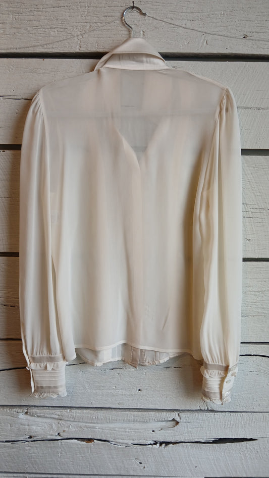 1990s Sheer Escada Ruffle Blouse