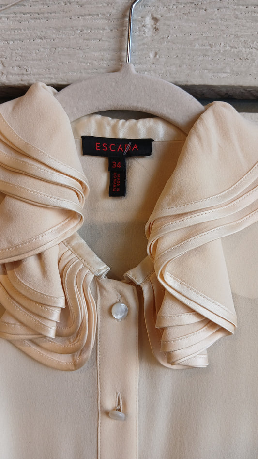 1990s Sleeveless Escada Ruffle Blouse