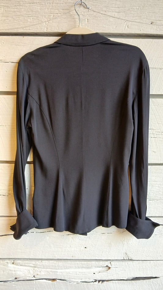 1980s Black Faux-French Cuff Escada Blouse