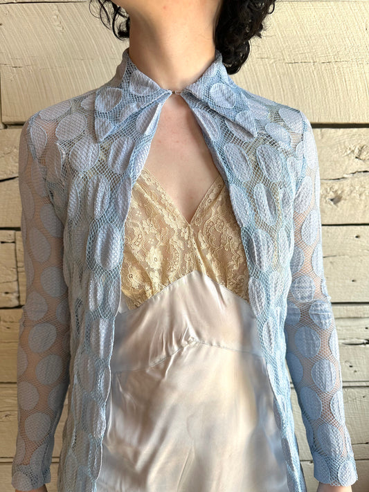 1930s/1940s blue dot fishnet duster