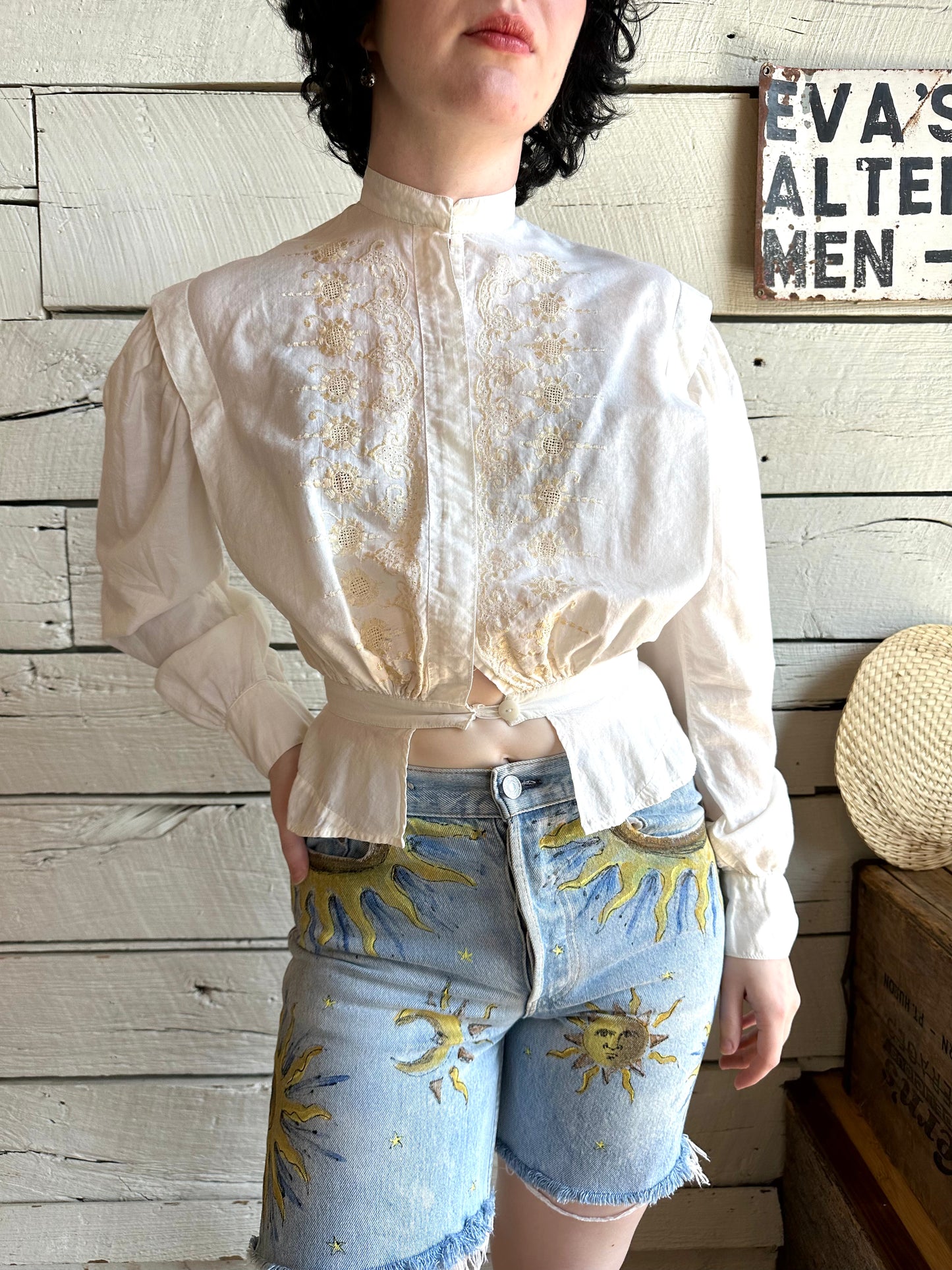 Antique embroidered top
