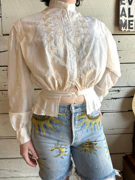 Antique embroidered top