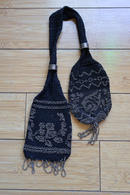 1920s Beaded Crochet Double Bag