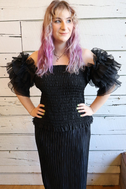 1980s Louis Feraud Ruffle Sleeve Blouse