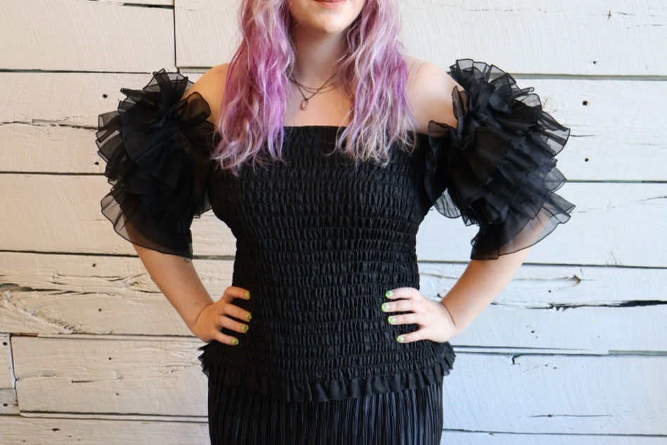 1980s Louis Feraud Ruffle Sleeve Blouse