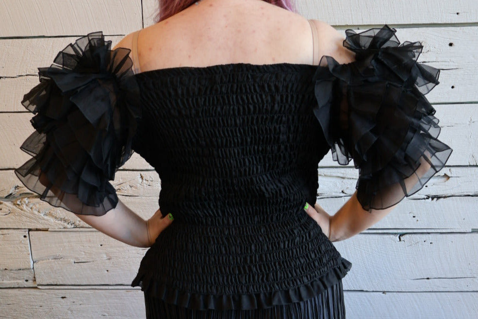 1980s Louis Feraud Ruffle Sleeve Blouse