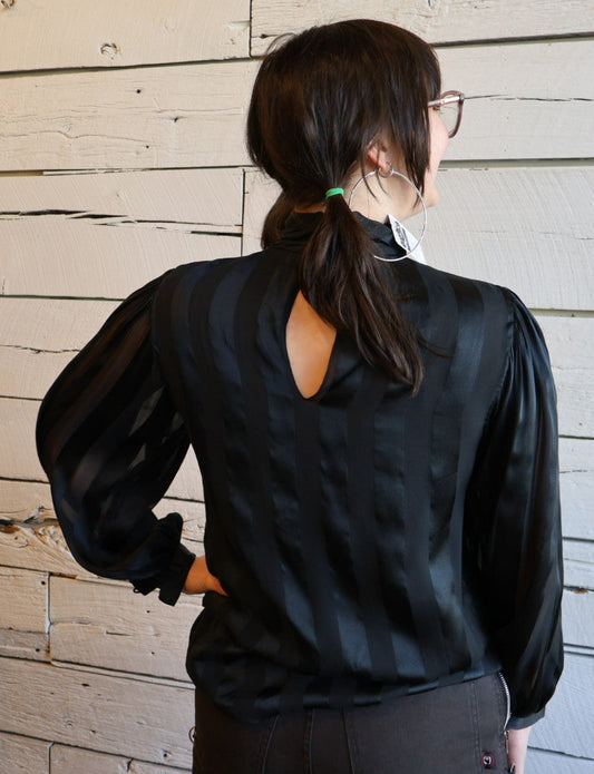 1980s Hanae Mori Silk Striped Blouse