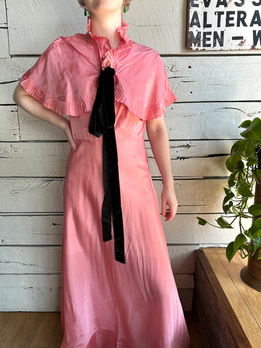 1930s taffeta dress with matching capelet