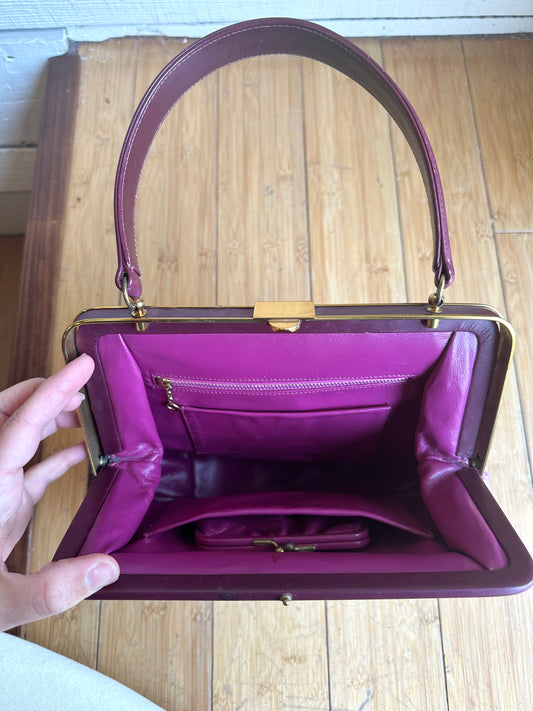 1960s needle point grapes purse