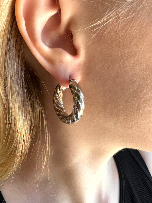 Vintage sterling silver braided hoops