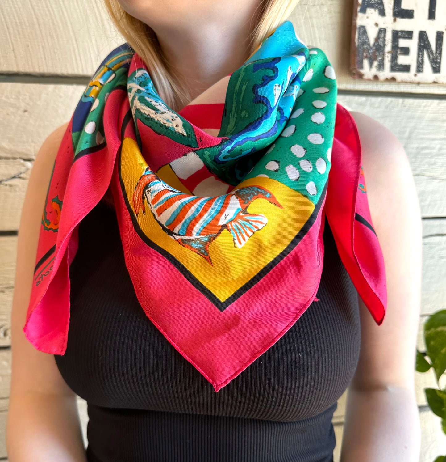 1990s Talbots tropical scarf