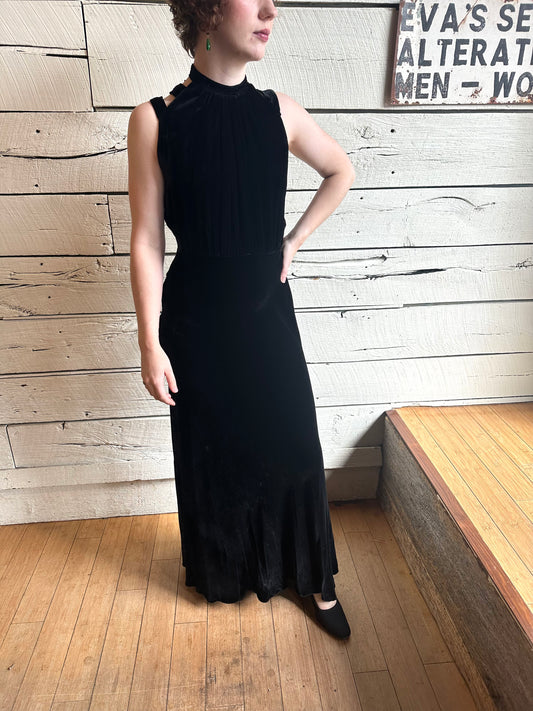 1930s silk velvet dress