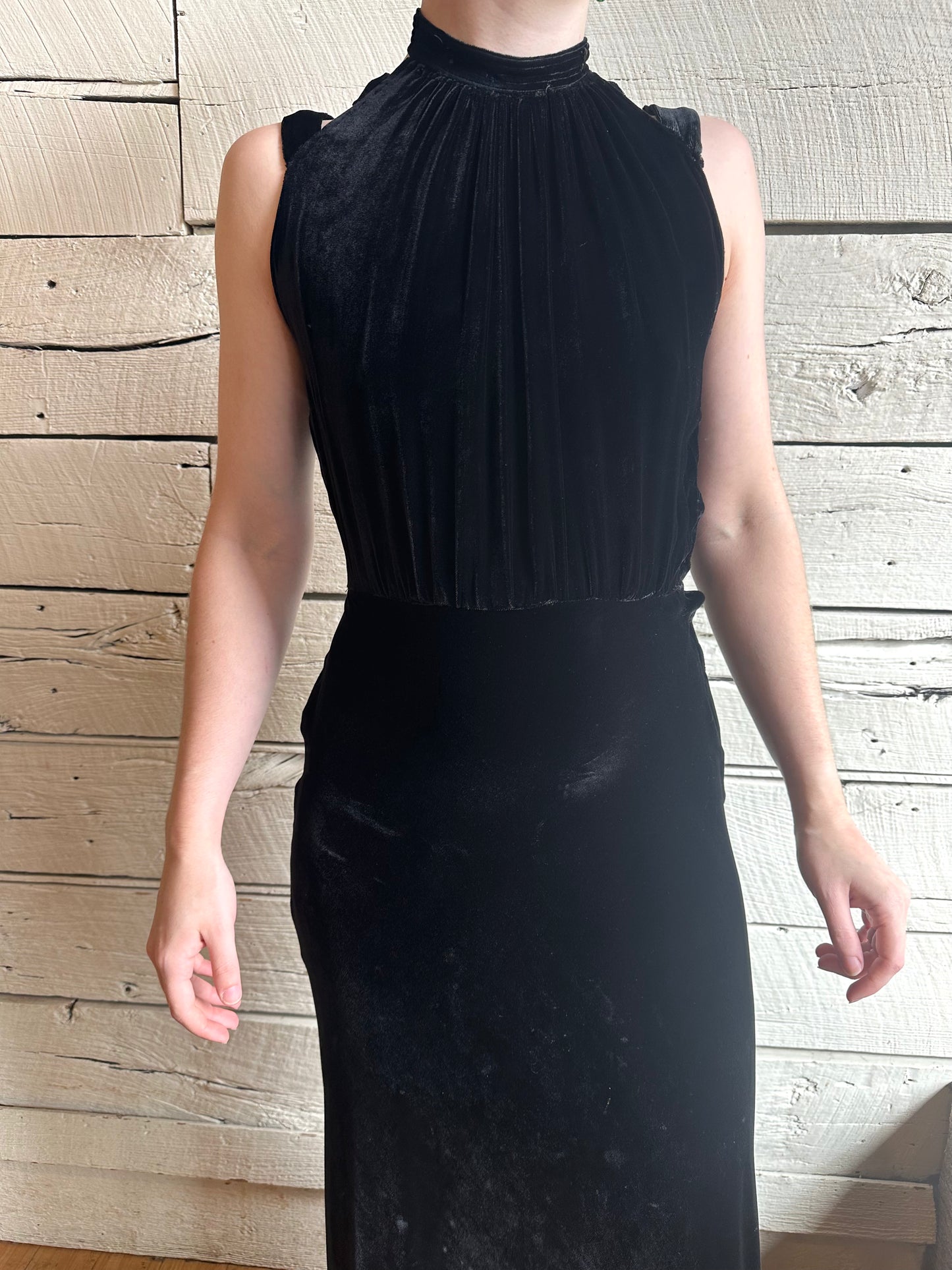 1930s silk velvet dress