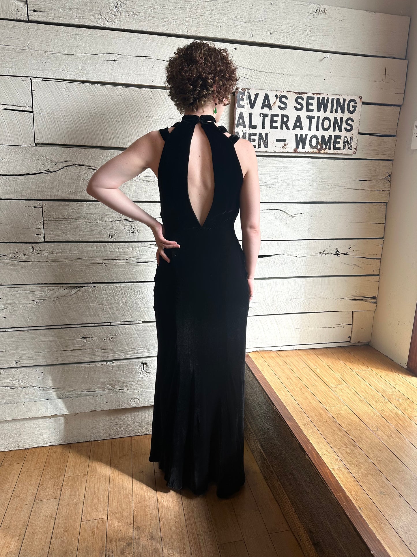 1930s silk velvet dress