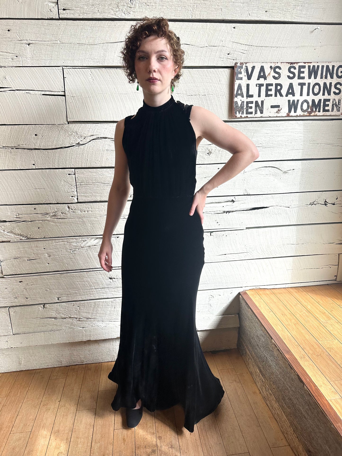 1930s silk velvet dress