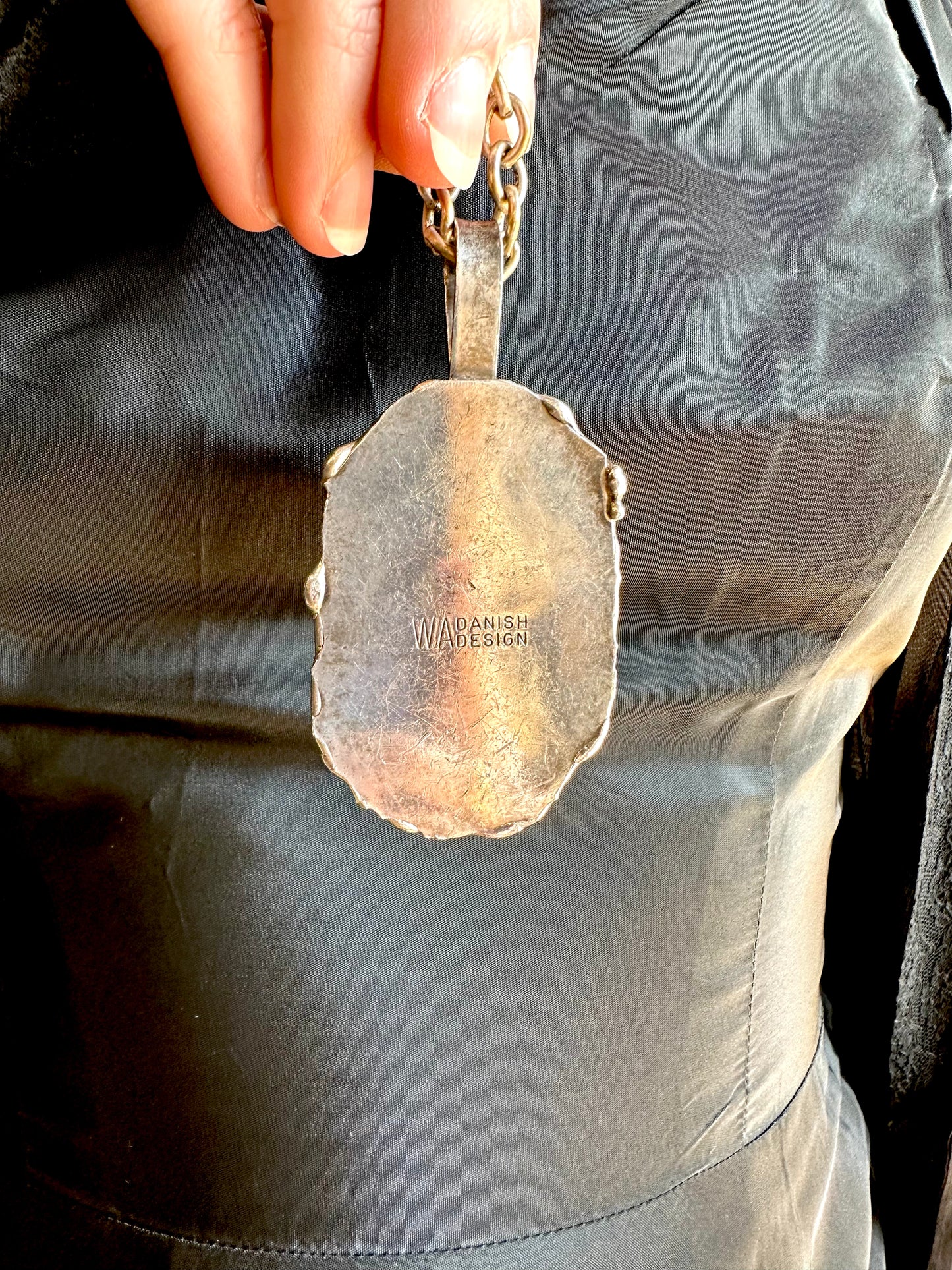 1970s Walter Arnesen natural stone brutalist pendant necklace