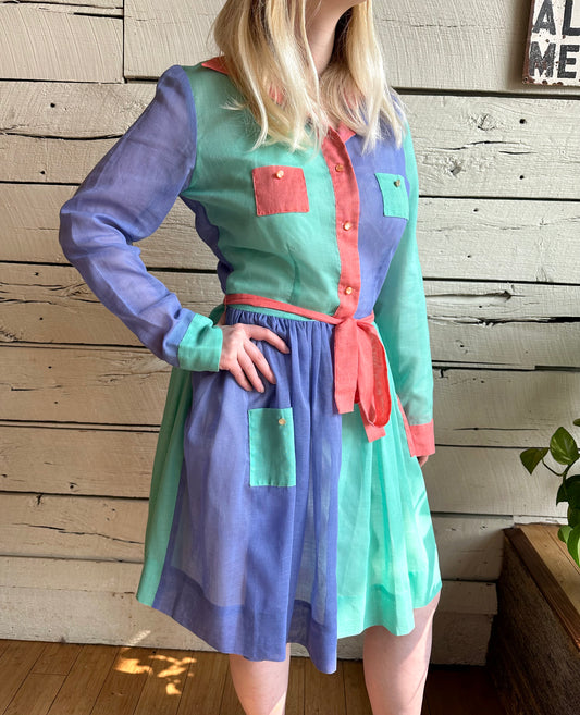 1970s color block dress