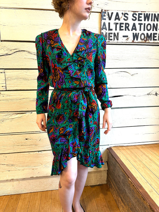 1980s Saint Laurent printed silk dress