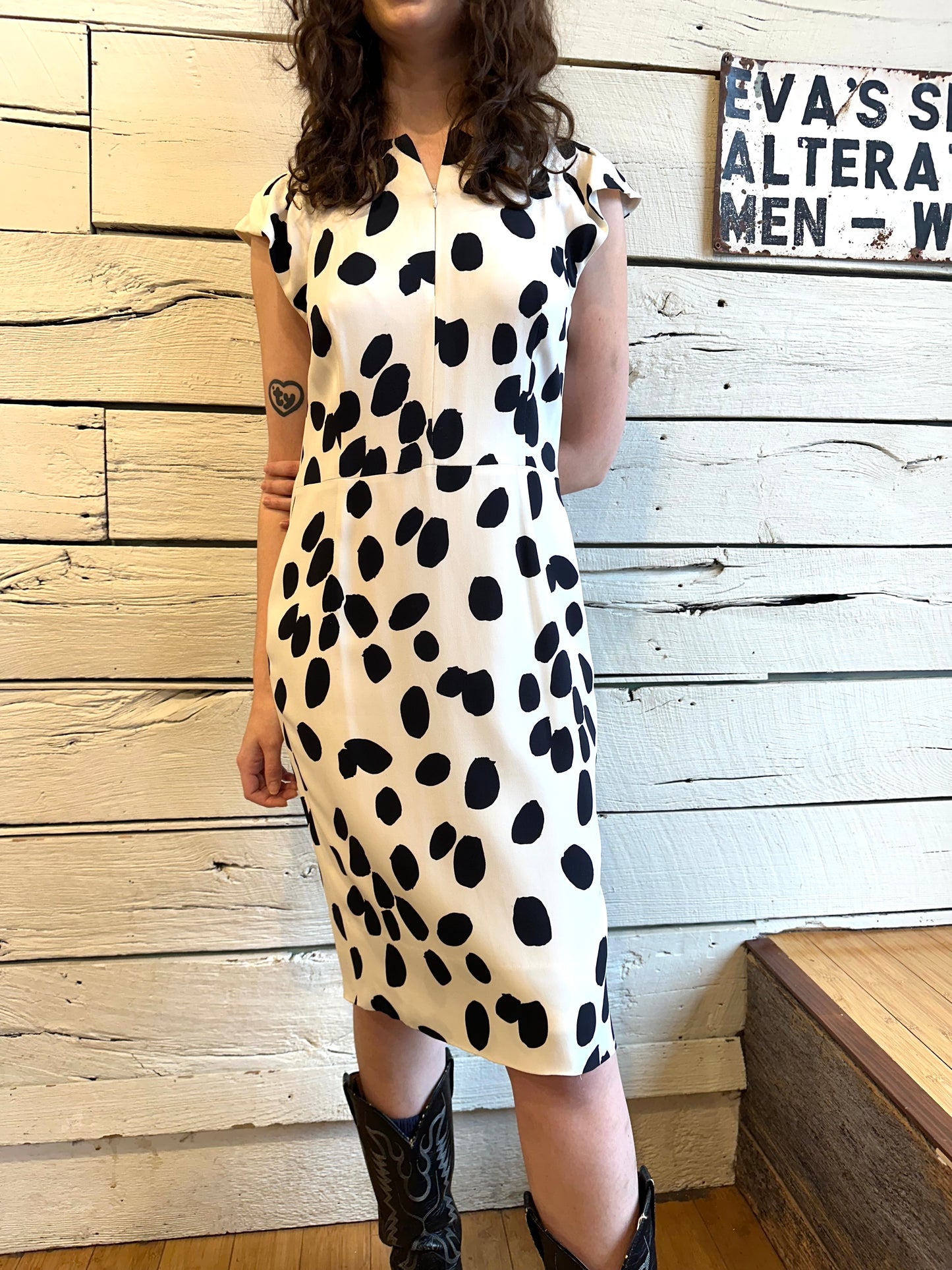 Contemporary Escada black and white printed dress