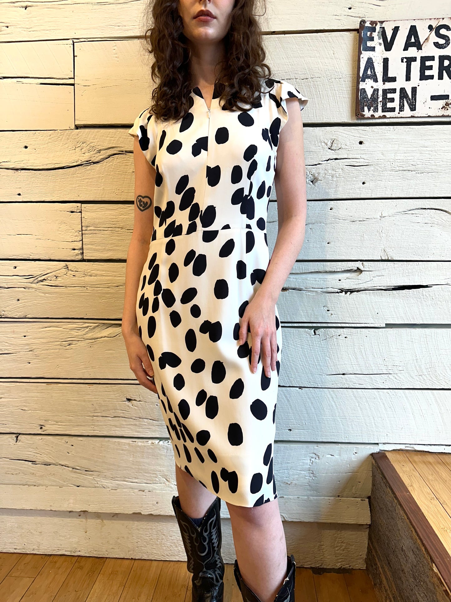 Contemporary Escada black and white printed dress
