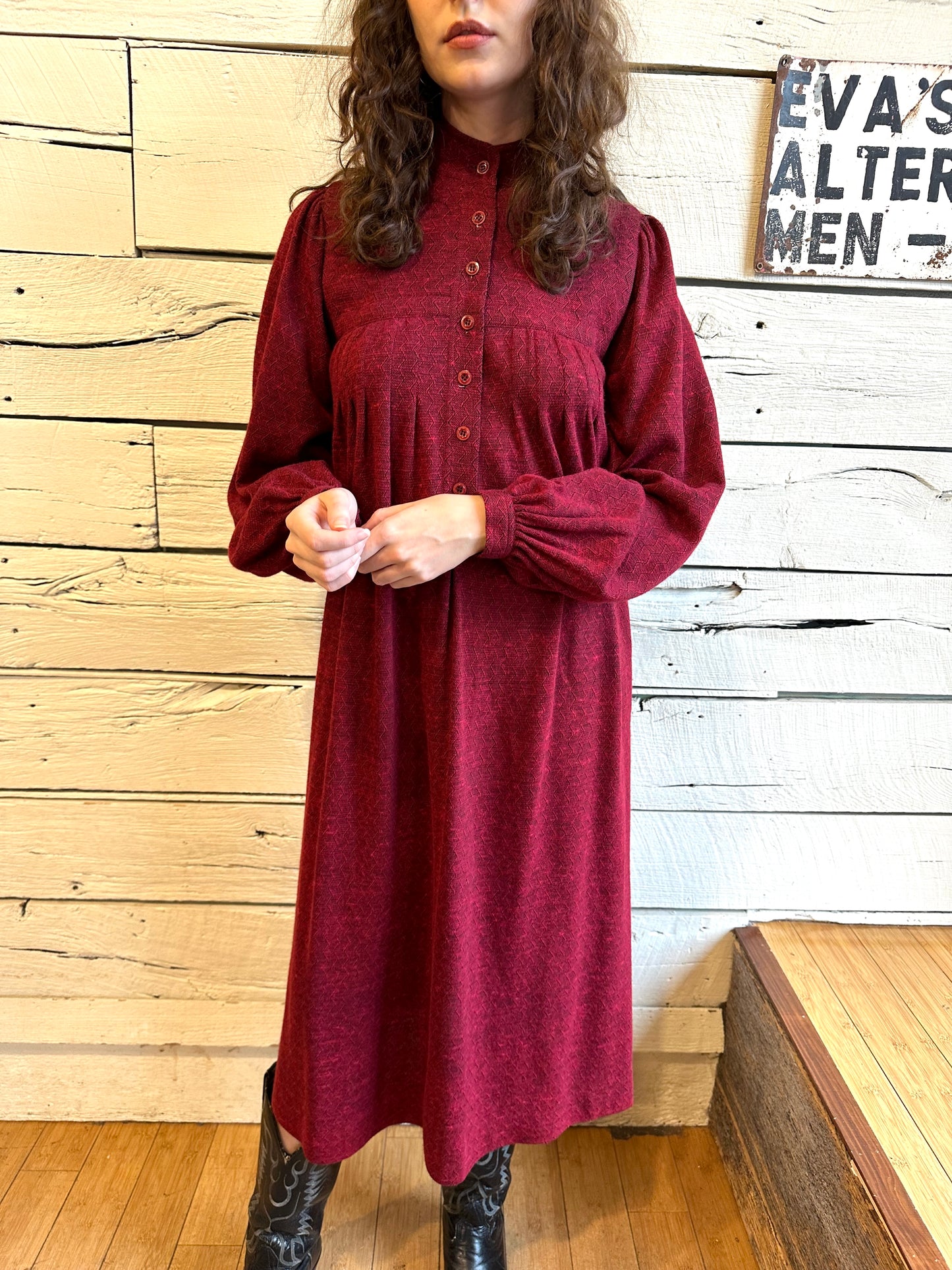1980s Saint Laurent wool red dress