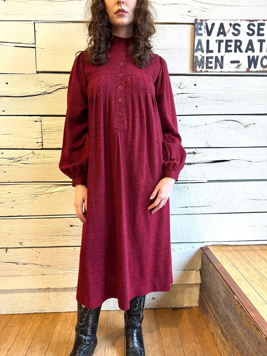 1980s Saint Laurent wool red dress
