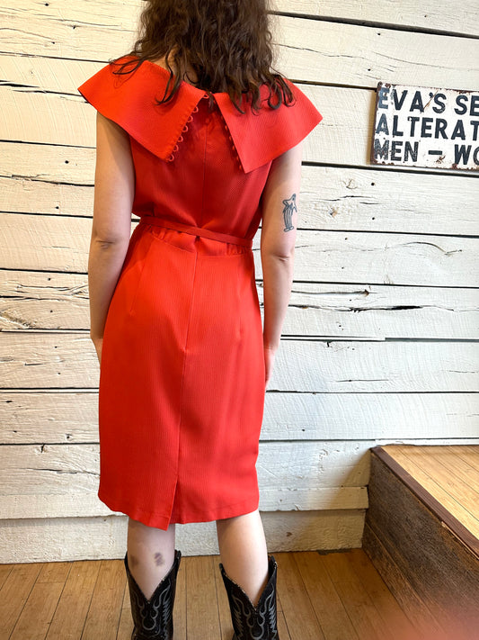 Contemporary Escada red belted dress