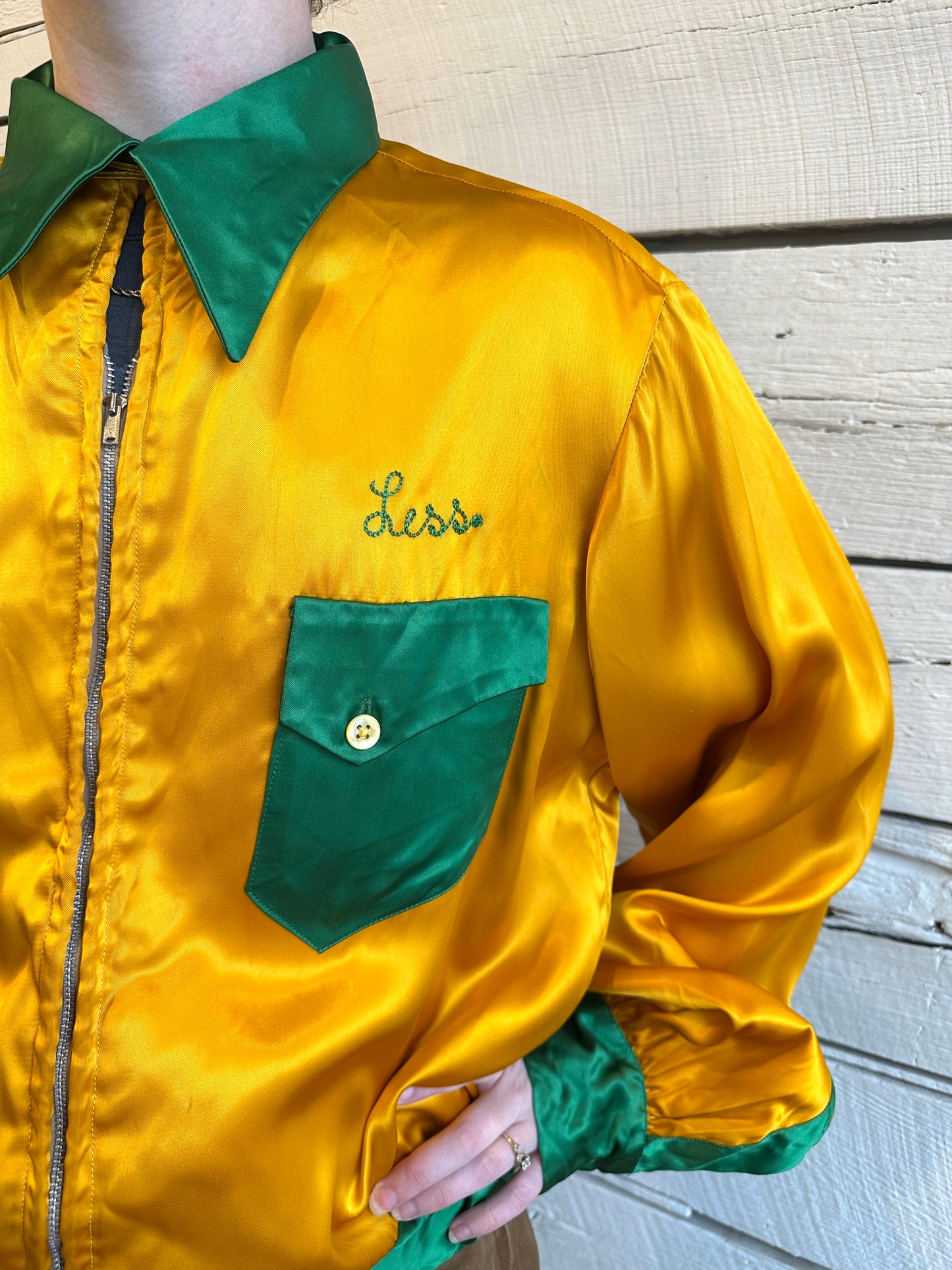 1940s satin bowling jacket