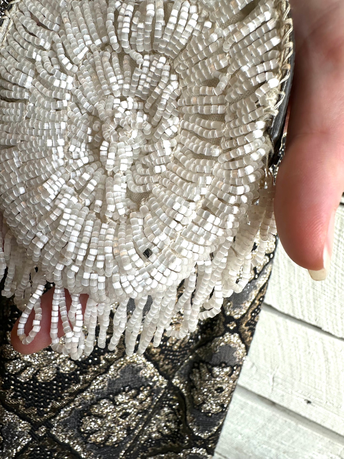 1920s white beaded bag