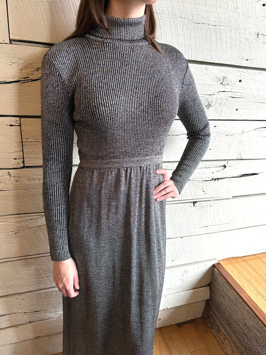 1970s silver metallic party dress