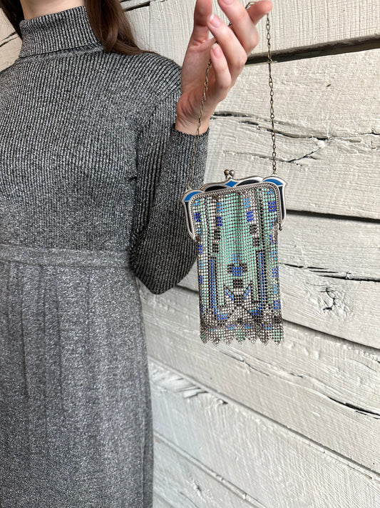1920s Whiting and Davis deco chainmail bag