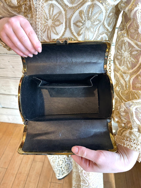 1960s gold metallic box purse