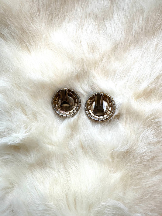 1950s/1960s rhinestone round clip-on earrings